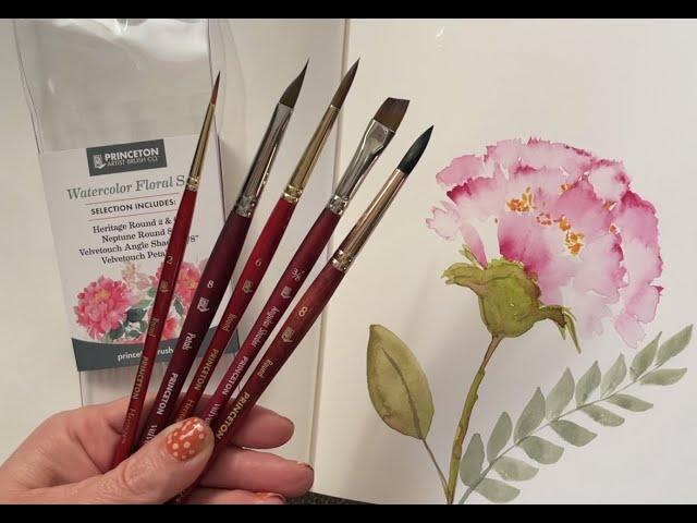 Princeton Watercolor Floral Brush Set Review and Real Time Painting Demo