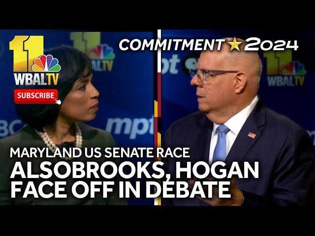 Angela Alsobrooks, Larry Hogan face off on WBAL-TV debate
