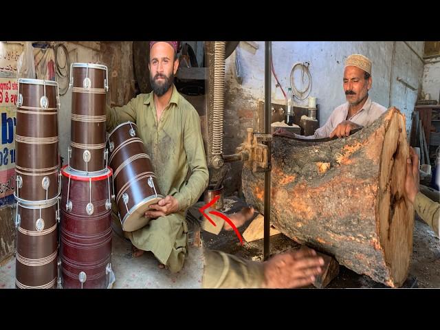 Amazing Woodworking Factory And Mass Production Process: Goat Skin Transforms Dhol!