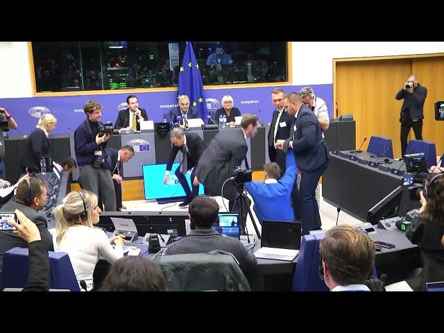 Protester interrupts Viktor Orban's speech at the European Parliament | AFP