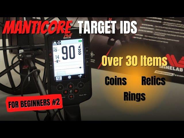 Minelab Manticore For Beginners #2: Target IDs For Over 30 items (Coins, Rings, and Relics)