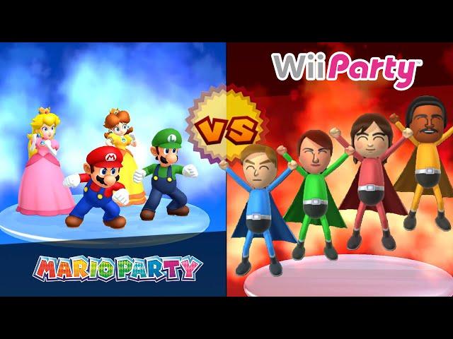 All Mario Party Games VS All Wii Party Games All Very Similar Minigames Master Difficulty No Damage