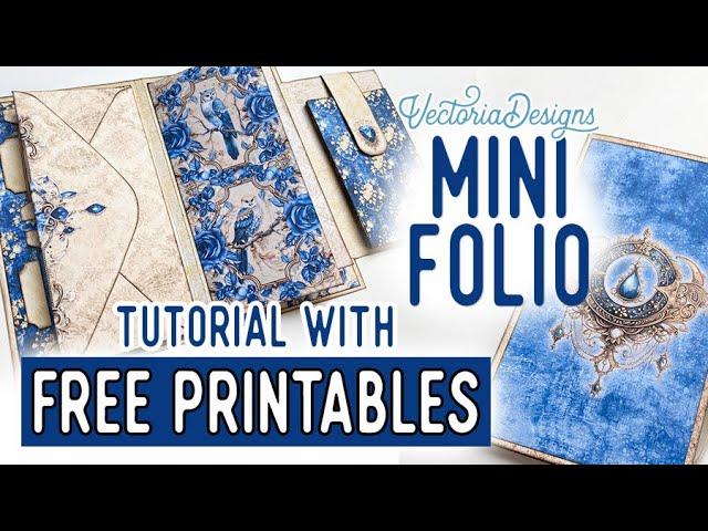 Mini Folio Tutorial + All the Printables for Free | Navy Blue & Gold