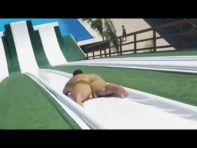 Funny Fat Man Water Slide