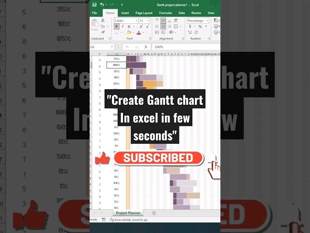 Create Gantt chart In excel in few seconds #shorts