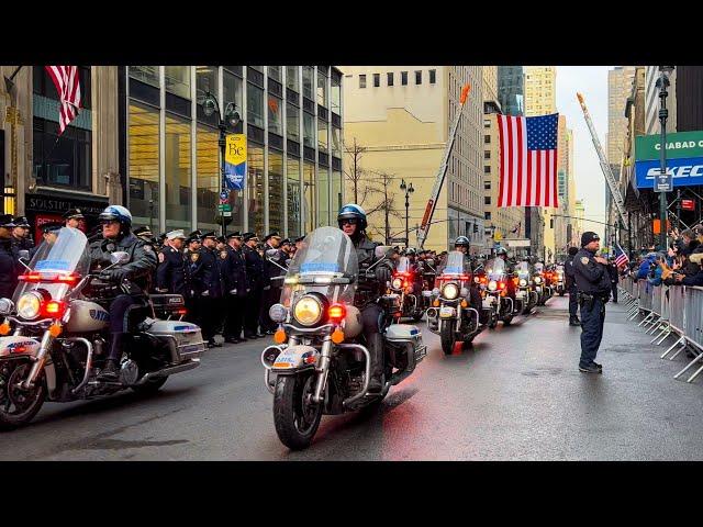 NYPD Funeral Procession for HERO Detective Wilbert Mora - Killed in Line of Duty -360 PD Motorcycles