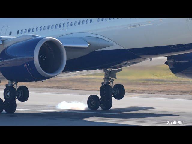 Closeup Slow Motion A330 Touchdown - N402DX | DL120 | HND-MSP | A330-941