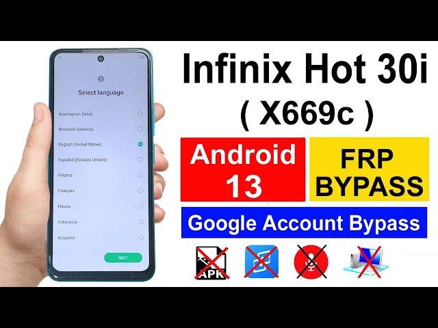 Infinix Hot 30i Frp Bypass Android 13 | Infinix Hot 30i (X669c) Google Account Bypass | 100% Free