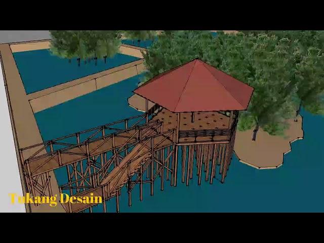 Desain 3D Model Tambak Konservasi Mangrove | 3d model sketch up