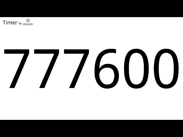 777600 Second Countup Timer - Longest Timer on YouTube - 216 Hours