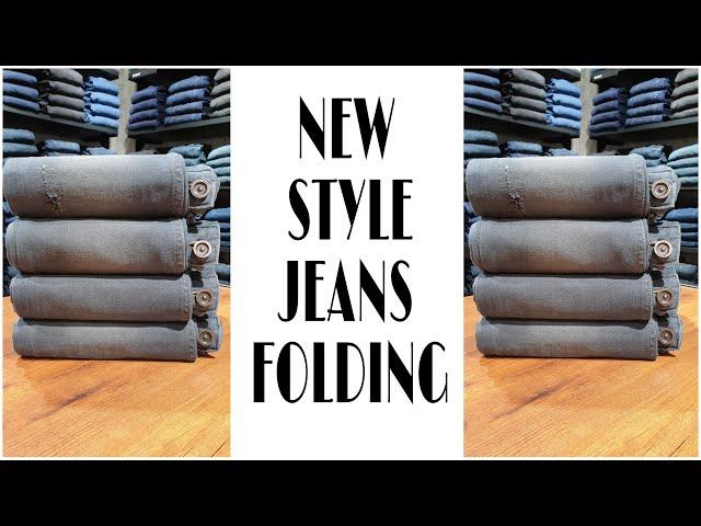 How to fold jeans for showroom | organization tips to save space | New style jeans folding