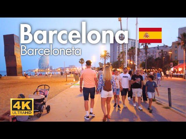 BARCELONETA BEACH BOARDWALK   SUMMER WALKING TOUR ARCELONA SPAIN 4K