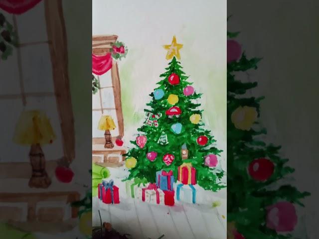 Новогодний рисунок акварелью #christmas#art#painting#рисунок#акварель#watercolor#creative#подпишись