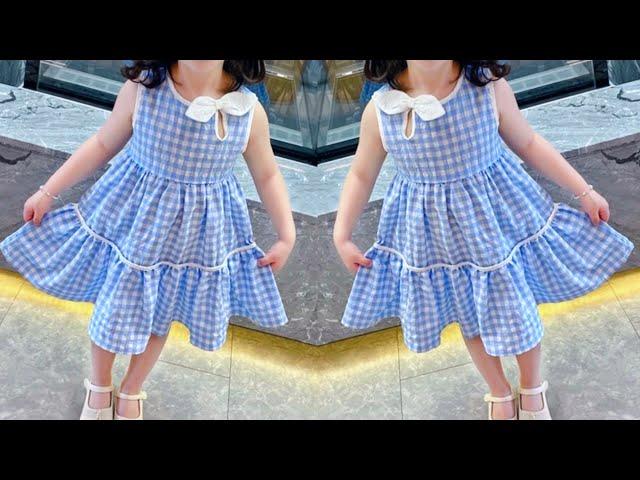 Beautiful Hollow Design Layered Baby Frock Cutting and Stitching | DIY Easy Baby Frock For Beginners