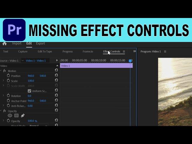 How to Restore Missing Effect Controls Panel in Adobe Premiere Pro