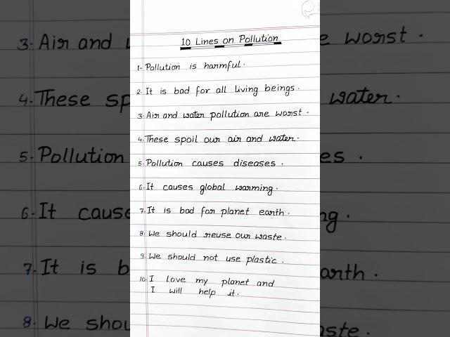 10 Lines on Pollution/ Essay on Pollution/ 10 Lines Essay on Pollution