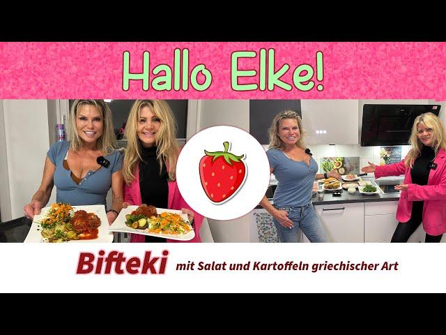 Hallo Elke! 021 Bifteki mit Salat und Kartoffeln griechischer Art