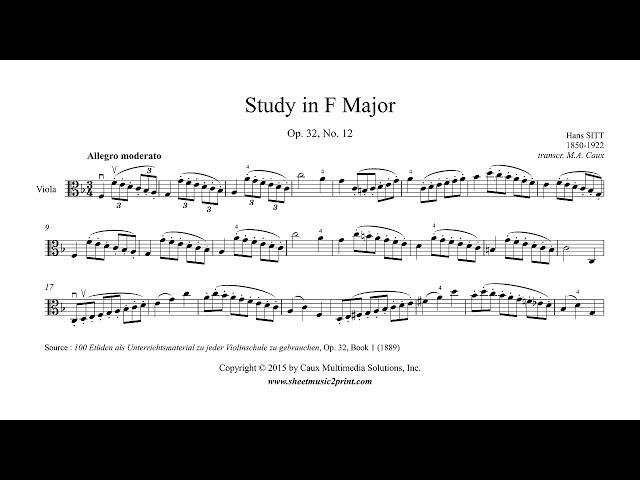 Sitt : Study in F Major, Op. 32, No. 12 - Viola