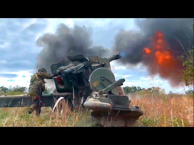 Work of 152 mm howitzer D-20 in Ukraine