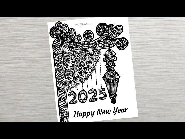 Happy New Year 2025 Mandala Art | How to draw mandala for beginners | New year drawing | Doodle art