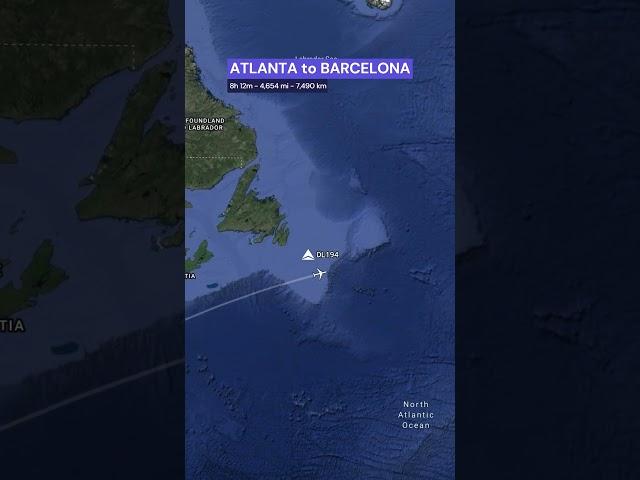 ATLANTA to BARCELONA Flight Route - Time and Distance