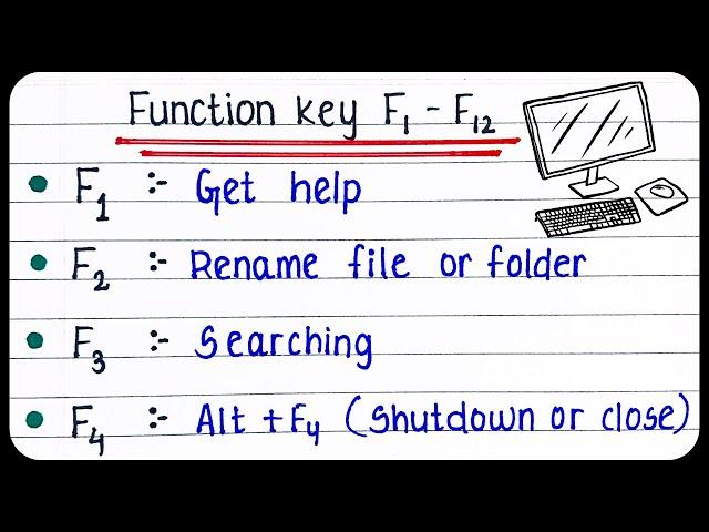 Function Keys of Computer | Use of function key F1 to F12 | function keys of computer tricks