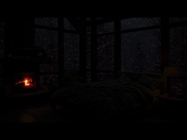 Relaxing Blizzard for Sleep | Snowstorm Sounds with Fireplace Crackling | Deep Sleep, Relax 