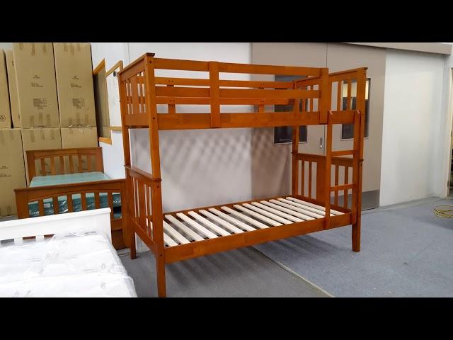 Holly Bunk Bed Single Solid Hardwood Antique Oak Malaysian Made