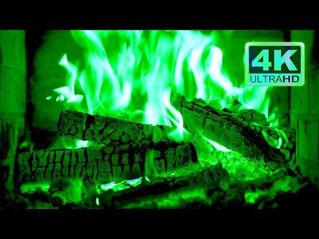  Green Fireplace 4K! Magic Fireplace with green flames