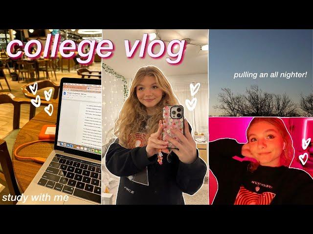 COLLEGE VLOG: pulling an all-nighter, productive study routine, coffee shops, & more!!