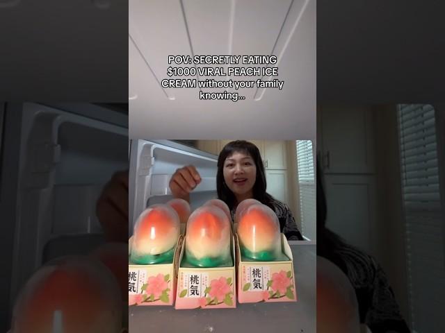 POV: SECRETLY EATING $1000 viral peach ice cream #mukbang #shorts #viral