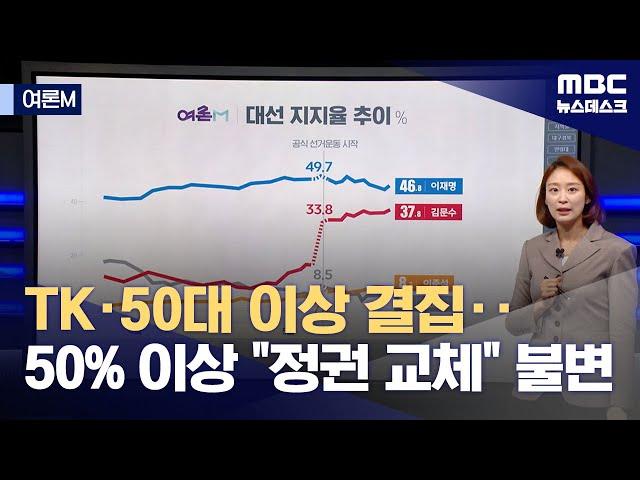 [여론M] 한 자릿수로 줄어든 지지율 격차‥"정권 교체" 여전히 과반 넘어 (2025.05.25/뉴스데스크/MBC)