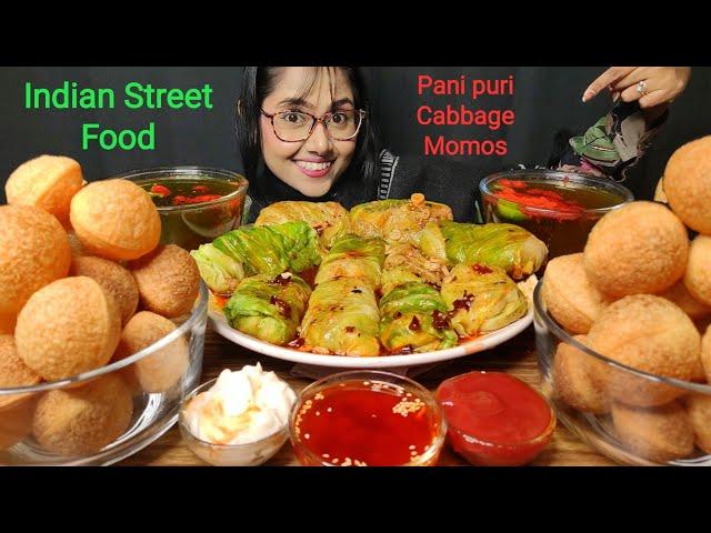 Eating Panipuri, Cabbage Momos | Big Bites | Asmr Eating | Mukbang | Fuchka Eating | Street Food