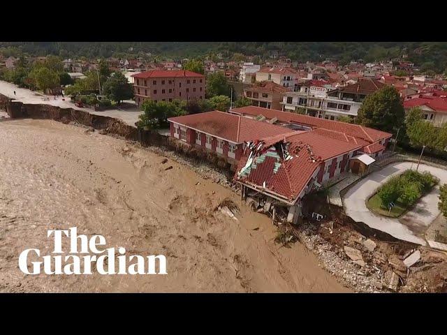 Hurricane Ianos: drone footage shows flooding and destruction in Greece