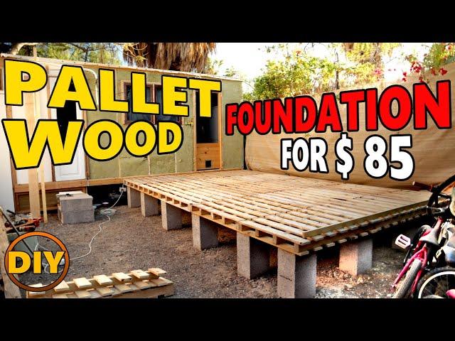 DIY Deck from Wooden Pallet for Shed, Tiny House, Log Cabin Foundation