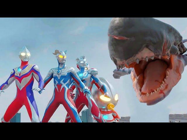 Ultraman 3D vs Shark Các Siêu nhân điện quang phải chiến đấu vs tên phản diện biến đổi thành cá mập