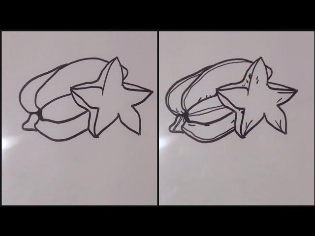 How to draw Star Fruit | Easy Star Fruit drawing