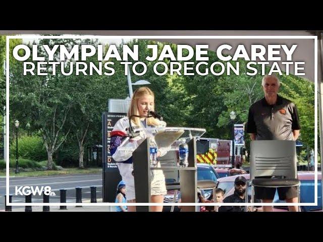 Oregon State welcomes home gold medalist Jade Carey