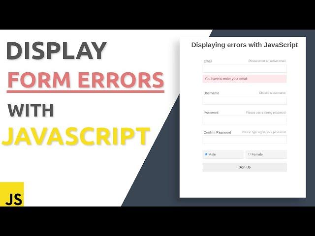 How to display JavaScript form error message in html form