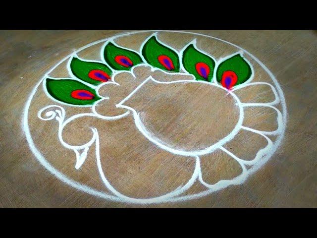 Pongal pot rangoli /sankranthi muggulu 2023/peacock rangoli/bhogi kundalu muggulu/amazing muggulu