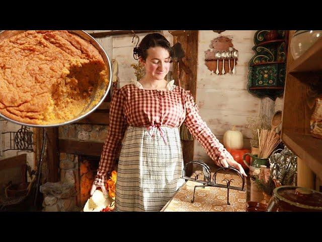 Cooking a Humble Thanksgiving Dinner 200 Years Ago - 1820 |Roast Meat, Sweet Potato Pudding ASMR|