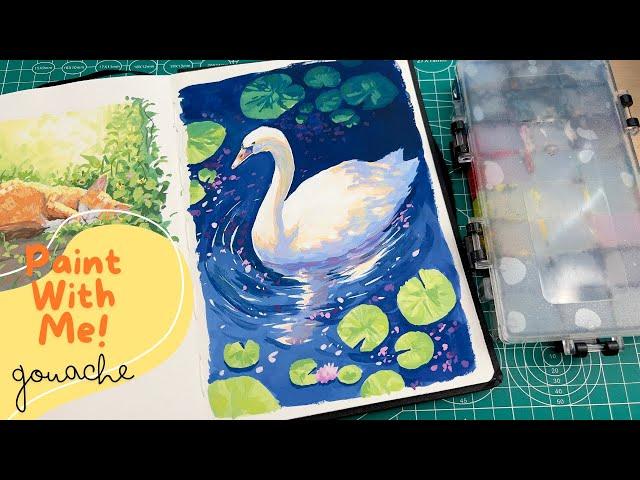 Swan Painting | Gouache Painting Tips | Q&A | Chill Music | Paint With Me