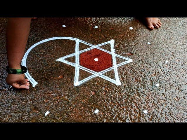 Newyear 2025 simple star kolam/5*3 sankranti chukala muggulu/Pongal special kolam/Super rangoli