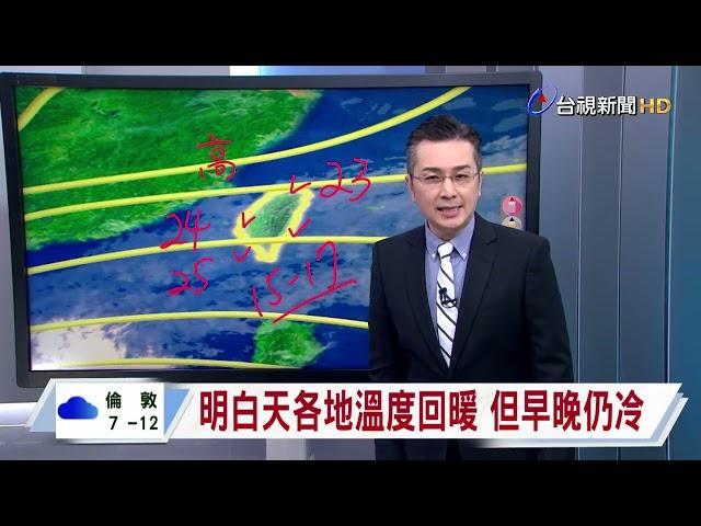 【1224台視晚間氣象】明日水氣減 西部天晴 東部零星雨