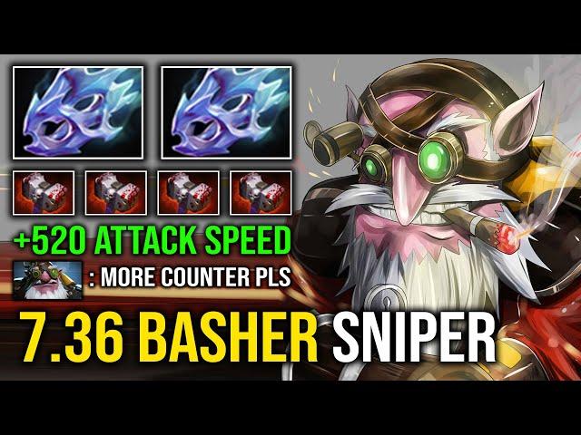 520 ATTACK SPEED Basher 2x Double Moon Shard 100% Unlimited Knockback Sniper Vs Hard Counter Dota 2