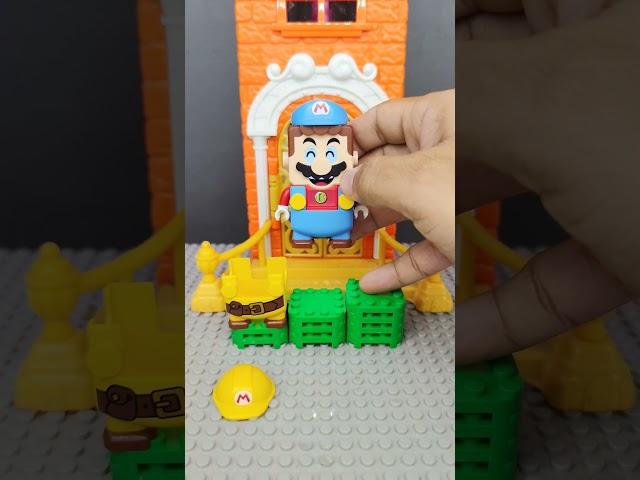 Lego Builder Mario's Icy Challenge: Jumping into Ice Suit and Throwing Power Ice at the Castle! #toy