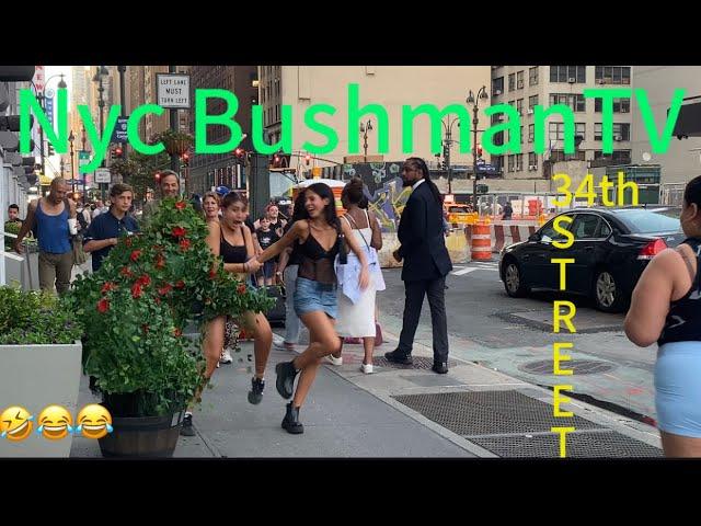 Bushman goes to 34 th street, hilarious!! Bushman prank reactions!!!