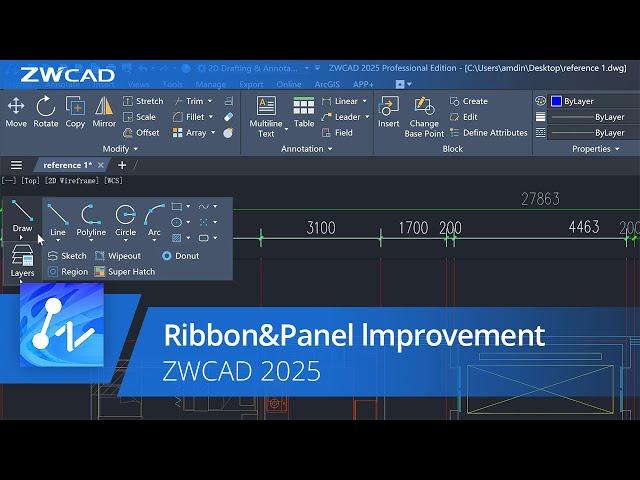 ZWCAD 2025 Official | Ribbon & Panel Improvement