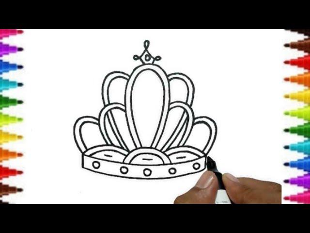 Easy princess crown drawing ll how to draw a crown step by step ll crown drawing ll cartoon drawing