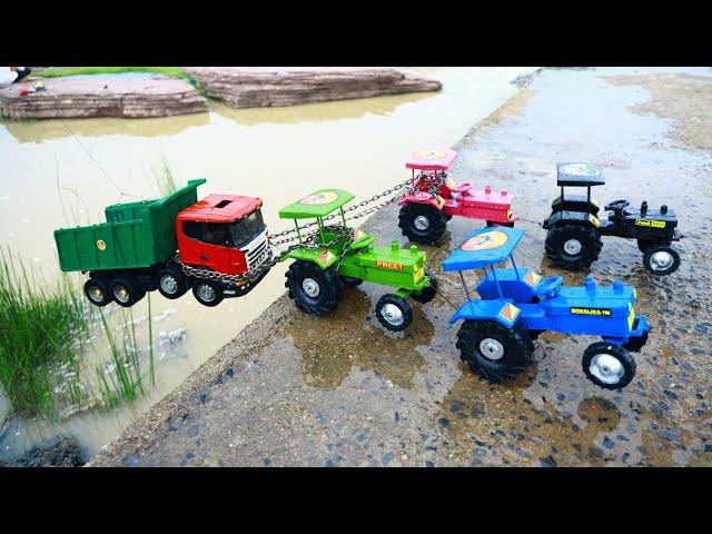 New Tata Tipper Accident Water River Pulling Out Eicher HMT Sonalika Swaraj Tractor ? Cartoon CS Toy